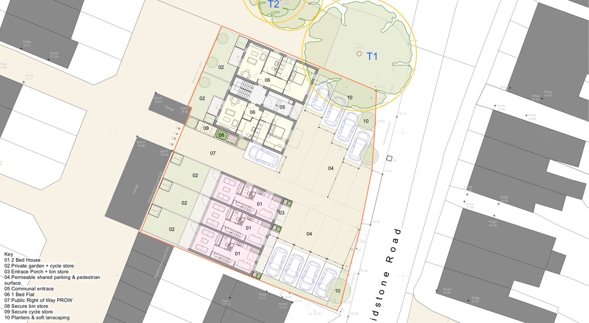 Site plan 3 houses and 6 apartments